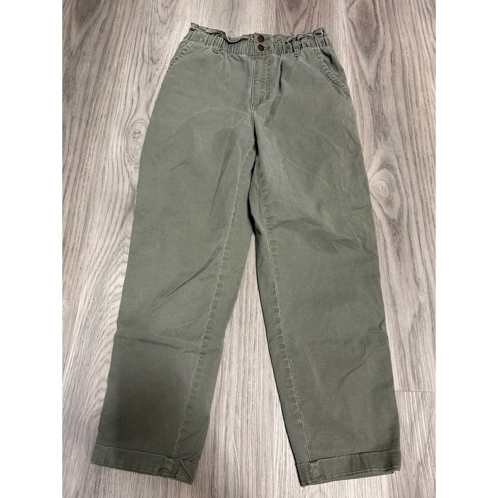 Universal Thread Women Paperbag Waist Tapered Pants Cotton Lyocell 6 Olive Green